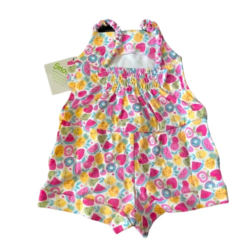 New! SnoPea Pink & Yellow Sleeveless Cotton Romper 6 Months